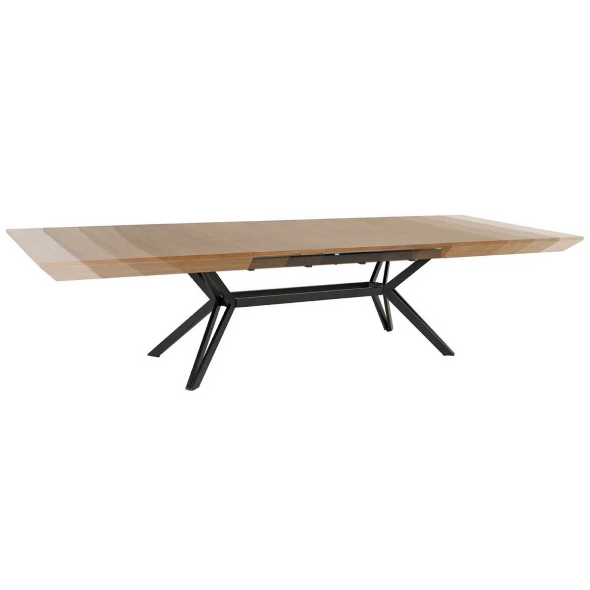 Table à manger extensible 200-320 cm aspect noyer et métal Armando