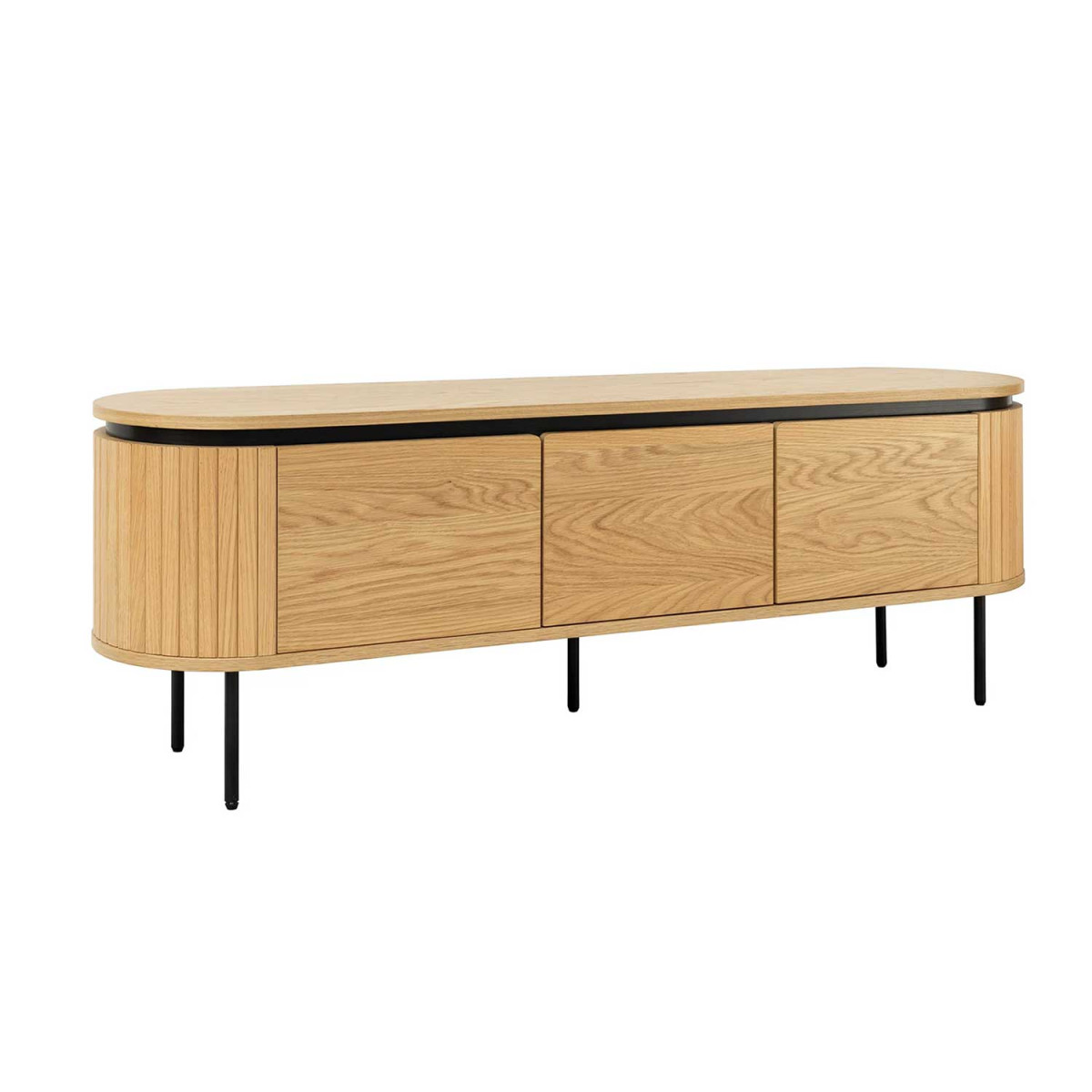 Meuble TV arrondi 3 portes couleur naturelle Lili