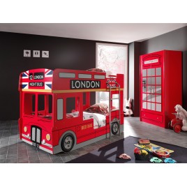Lit superposé bus londonien rouge avec led