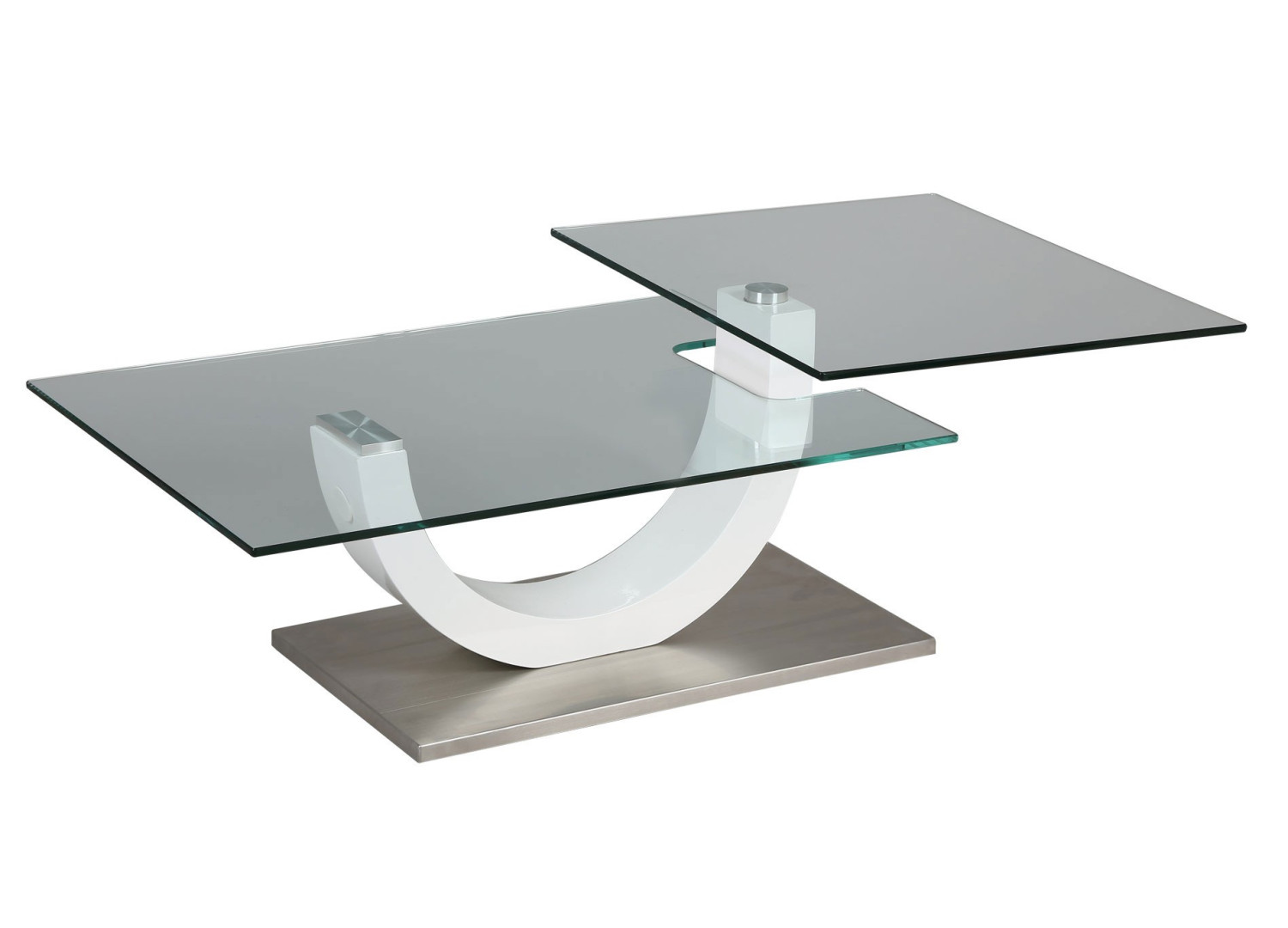 Table Basse Laqué Blanc Et Verre www.cbc-meubles.com