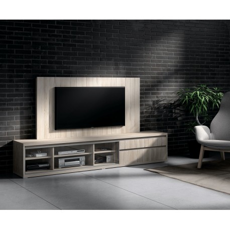 Meuble TV design et panneau TV orme NORA K43