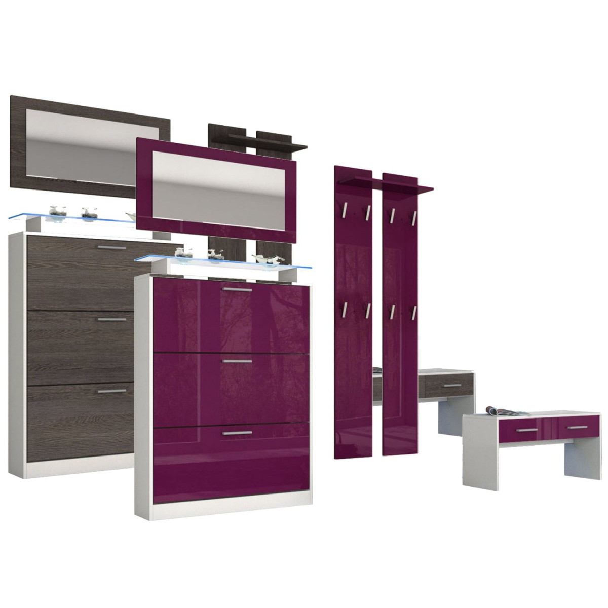 Combiné de meuble entrée design EDELWEISS
