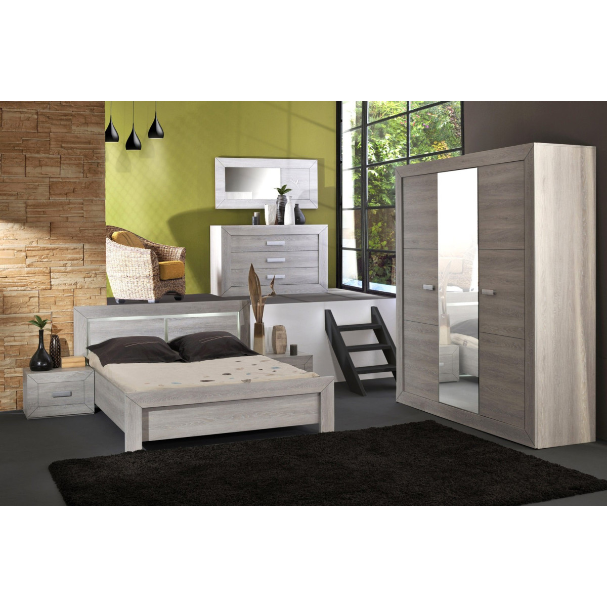 Chambre à coucher complète look contemporain LEO v2