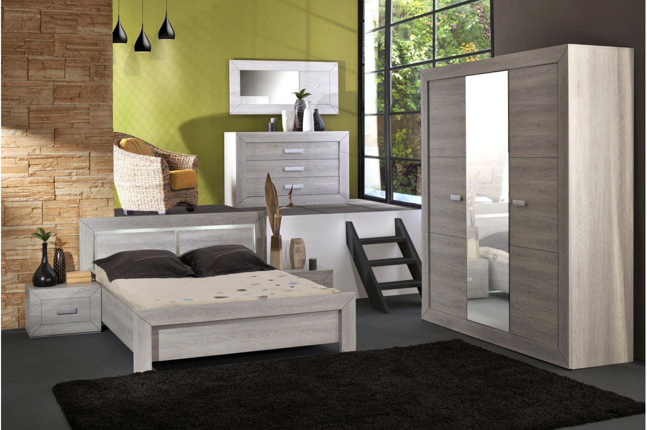 Chambre à coucher complète look contemporain LEO v2 - Cbc-Meubles