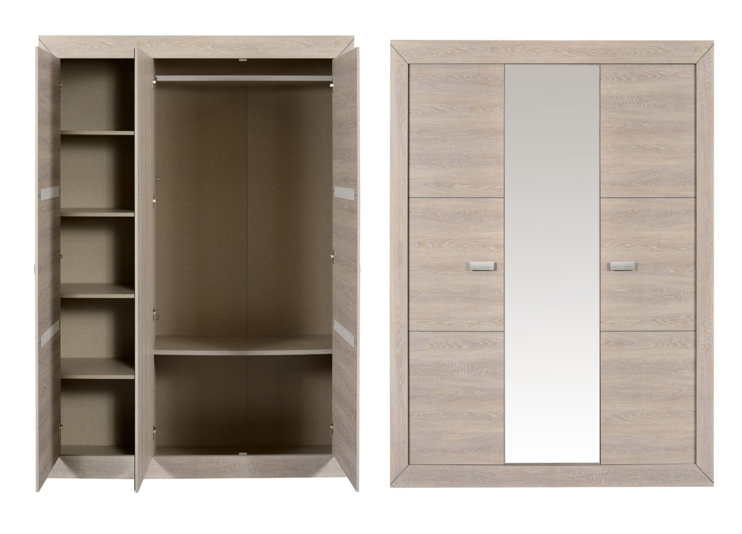 Armoire de chambre 3 portes 1 miroir LEO CbcMeubles