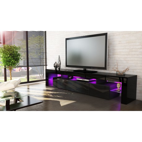 Meuble Télé hi-fi design noir 189 cm IRIO