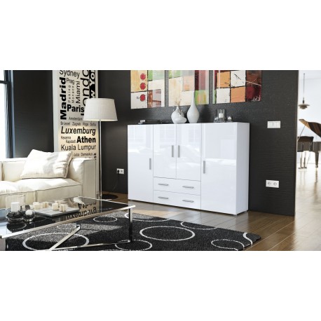 Meuble bahut design 4 portes - 2 tiroirs MANHATTAN