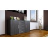 Buffet noir moderne 4 tiroirs et 2 portes