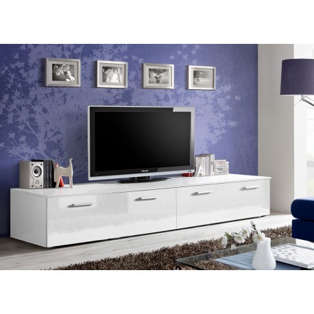 Meuble TV Long Blanc Laqué