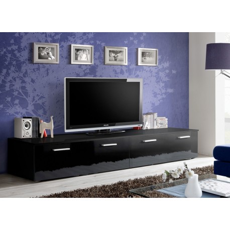 Banc TV Long 2 m Noir Laqué