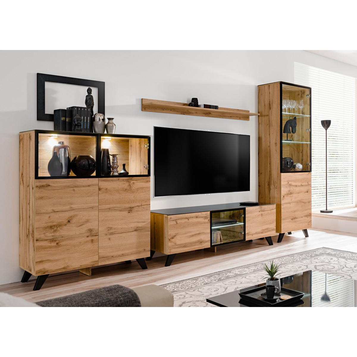 Meuble TV Ensemble Bois et Verre