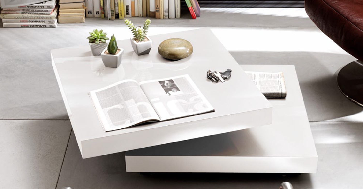 Table basse carrée blanc laqué