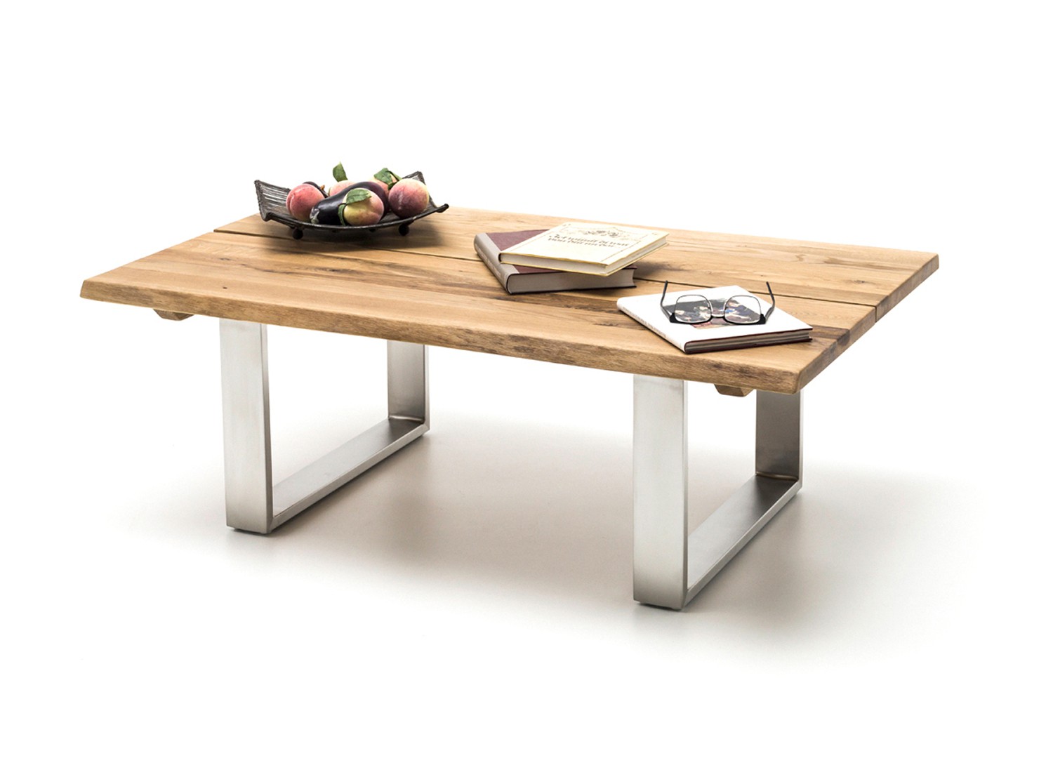 Table basse en bois massif et pieds acier