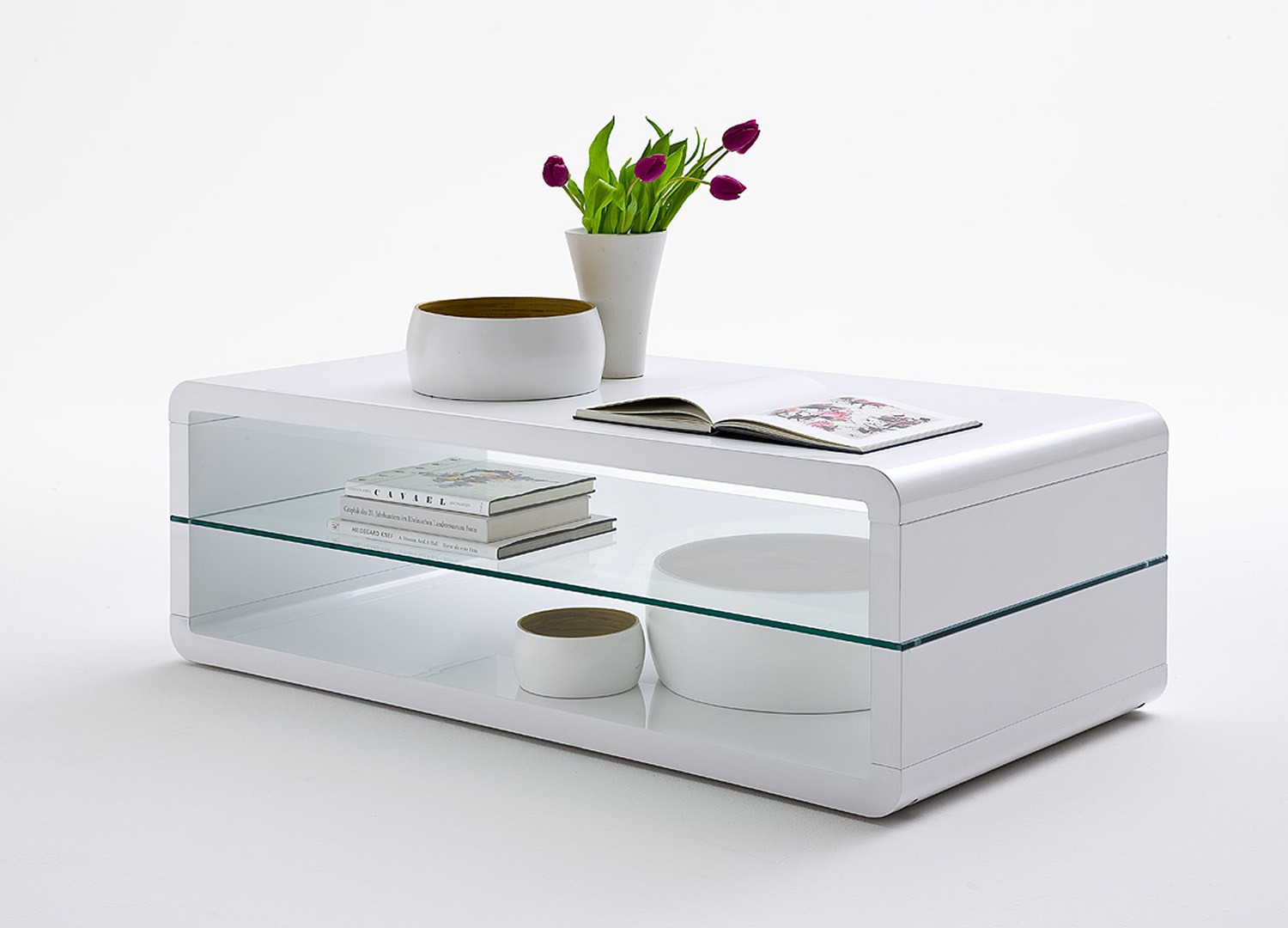 Table basse design rectangulaire blanc laqué