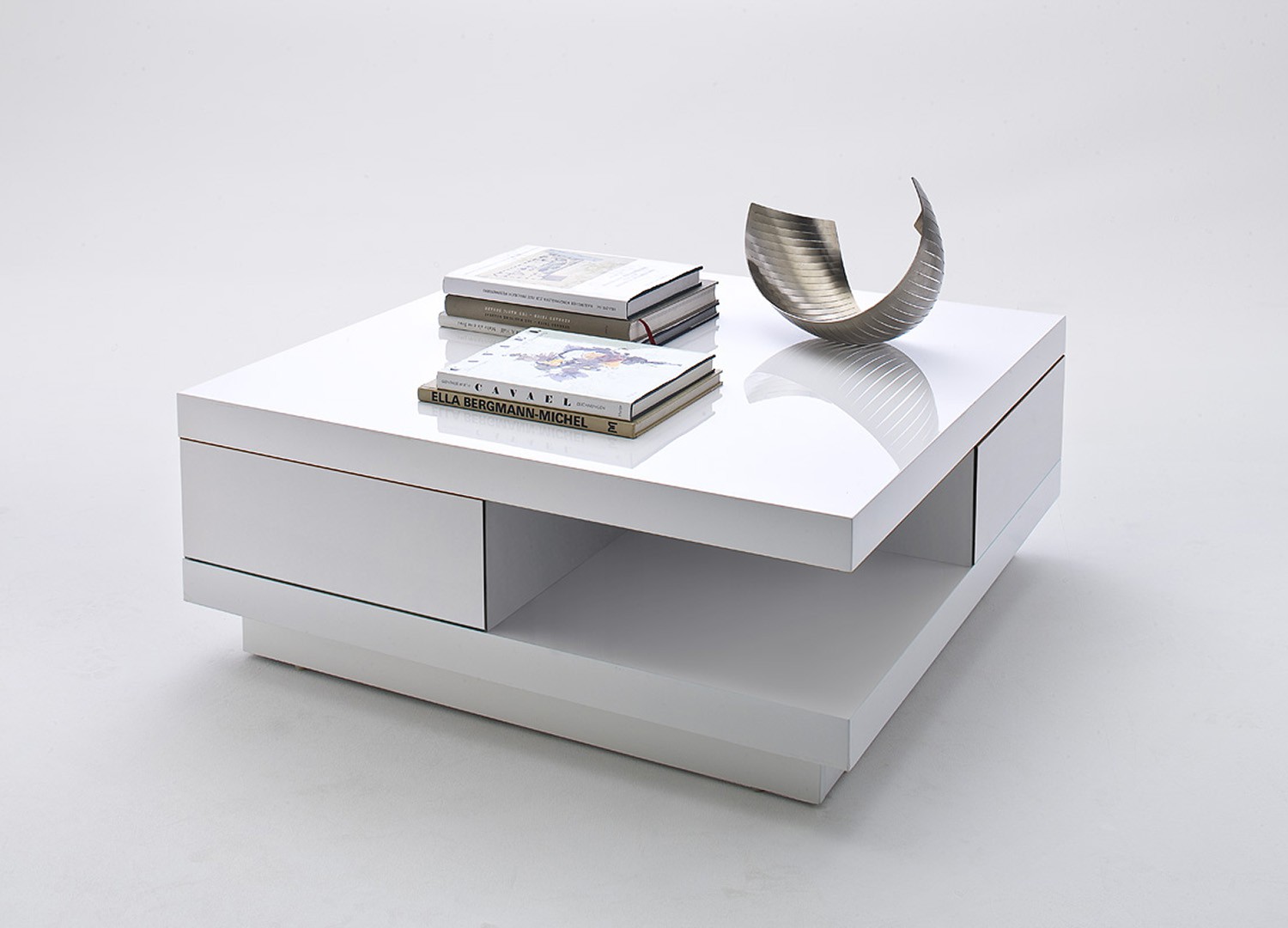 Table basse design carrée blanc laqué