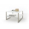 Table basse design blanche et verre blanc