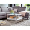 Table basse design blanche et verre blanc