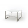 Table basse design blanche et verre blanc