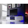 Meuble TV design blanc laqué à led bleu