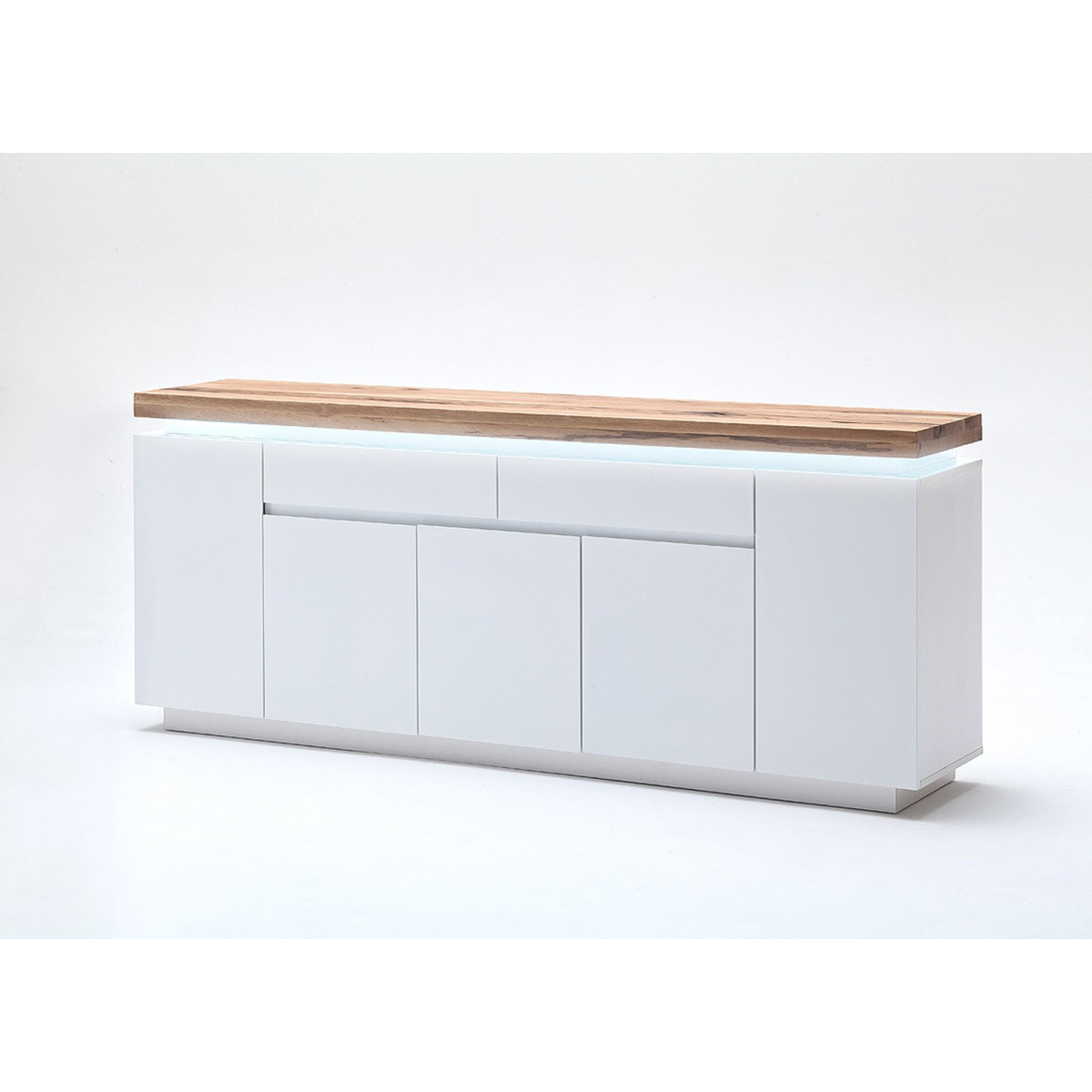 Meuble buffet 2 m blanc cassé mat et bois lumineux