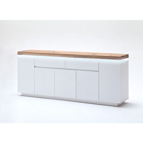 Meuble buffet 2 m blanc mat et bois lumineux