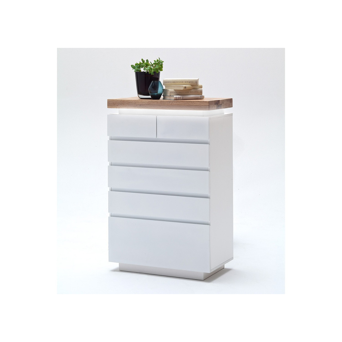 Commode design blanc cassé laqué mat 6 tiroirs