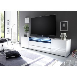 Meuble TV design laqué blanc 2m