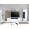 Meuble TV mural design laqué blanc et chêne