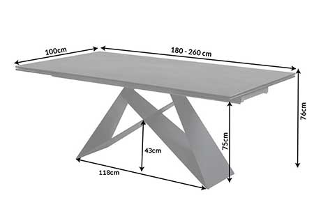 Dimensions détaillées de la table à manger