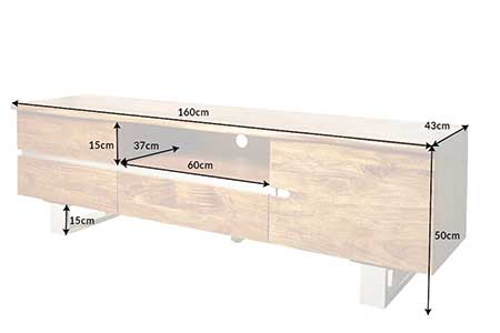 Dimensions détaillées du meuble tv