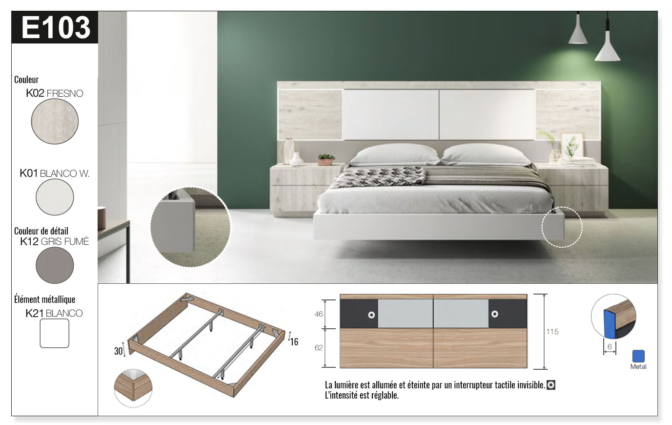 Lit adulte contemporain 160x200