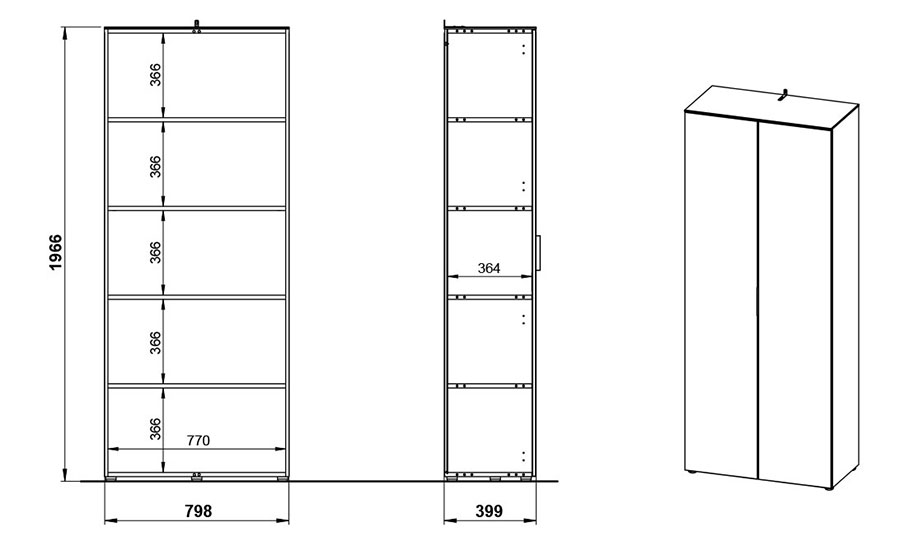 Dimensions de l'armoire de bureau