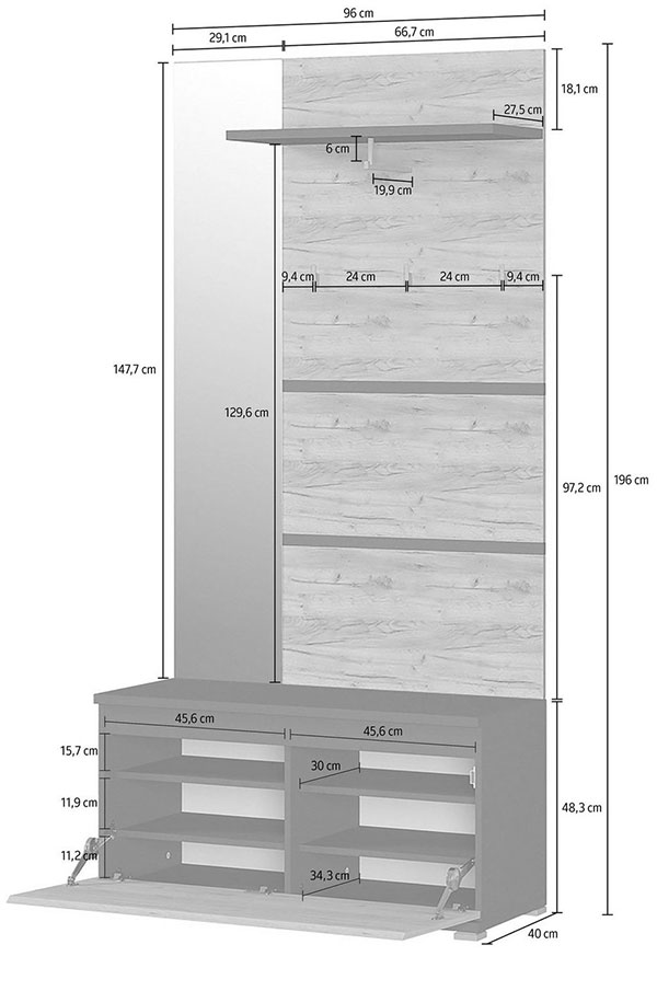 Armoire vestibule bois et gris