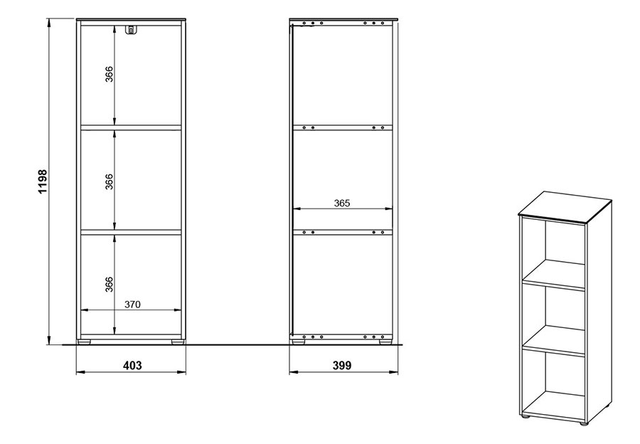 dimensions de l'étagère de bureau