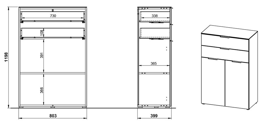 Dimensions du meuble de classement