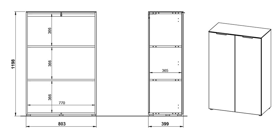 dimensions du meuble de bureau