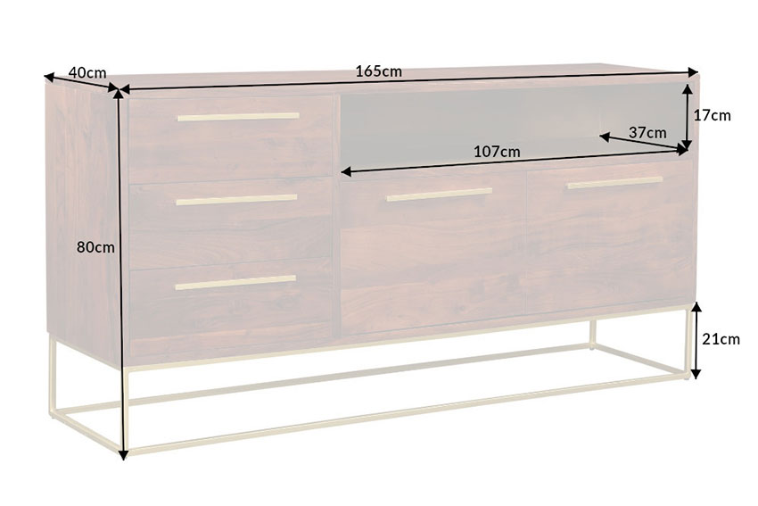 Buffet design rétro bois marron 1m65