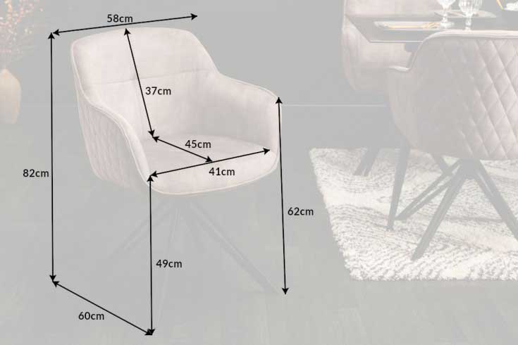 Dimensions de la chaise pivotante grège