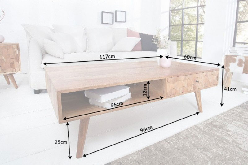 Dimensions détaillées de la table basse
