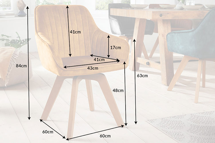 Dimensions en détail de la chaise jaune