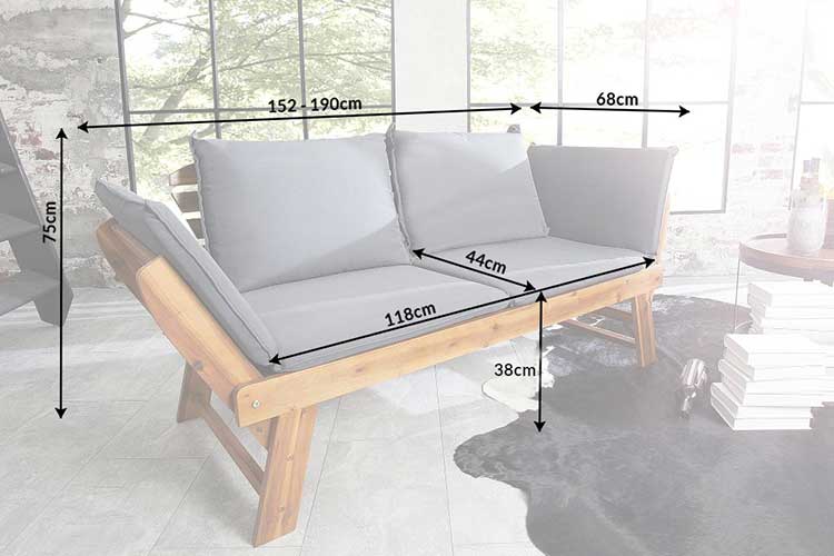 dimensions détaillées du banc