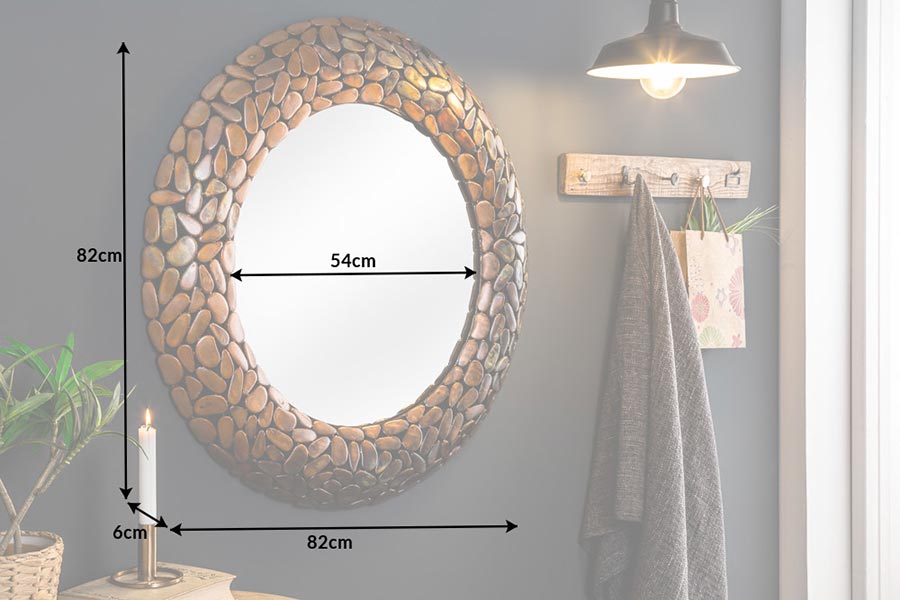 Miroir rond design marron cuivré