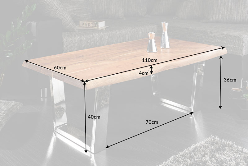 Table basse bois massif et acier