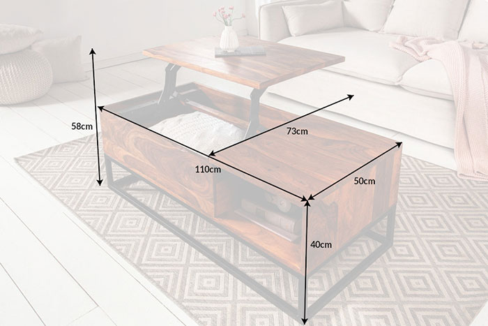 Table basse bois massif plateau relevable