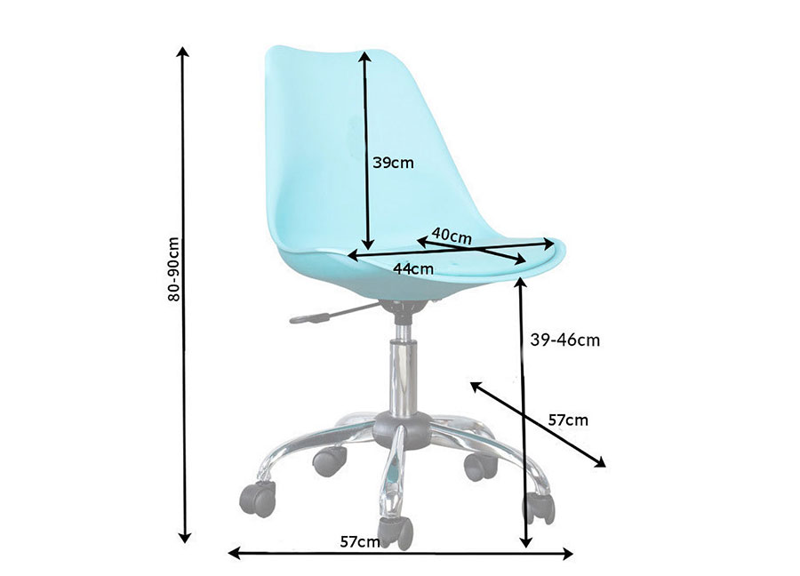 chaise de bureau bleu pivotante sur roulettes