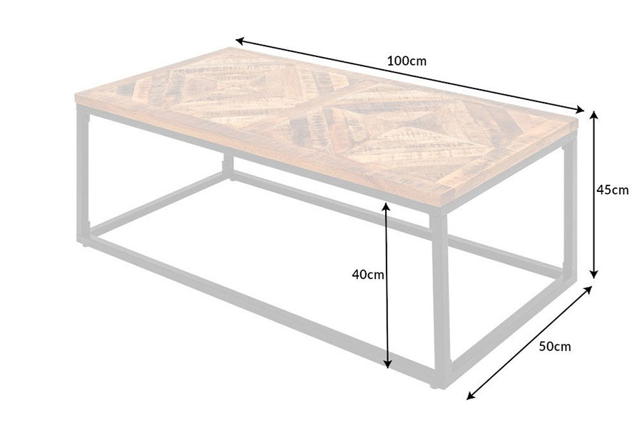 Table basse Bois massif avec tiroir sculpté 100 x 50 x 40 cm HAO