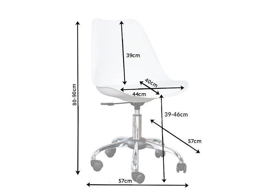 Chaise de bureau réglable en hauteur en simili cuir blanc - Cbc-Meubles