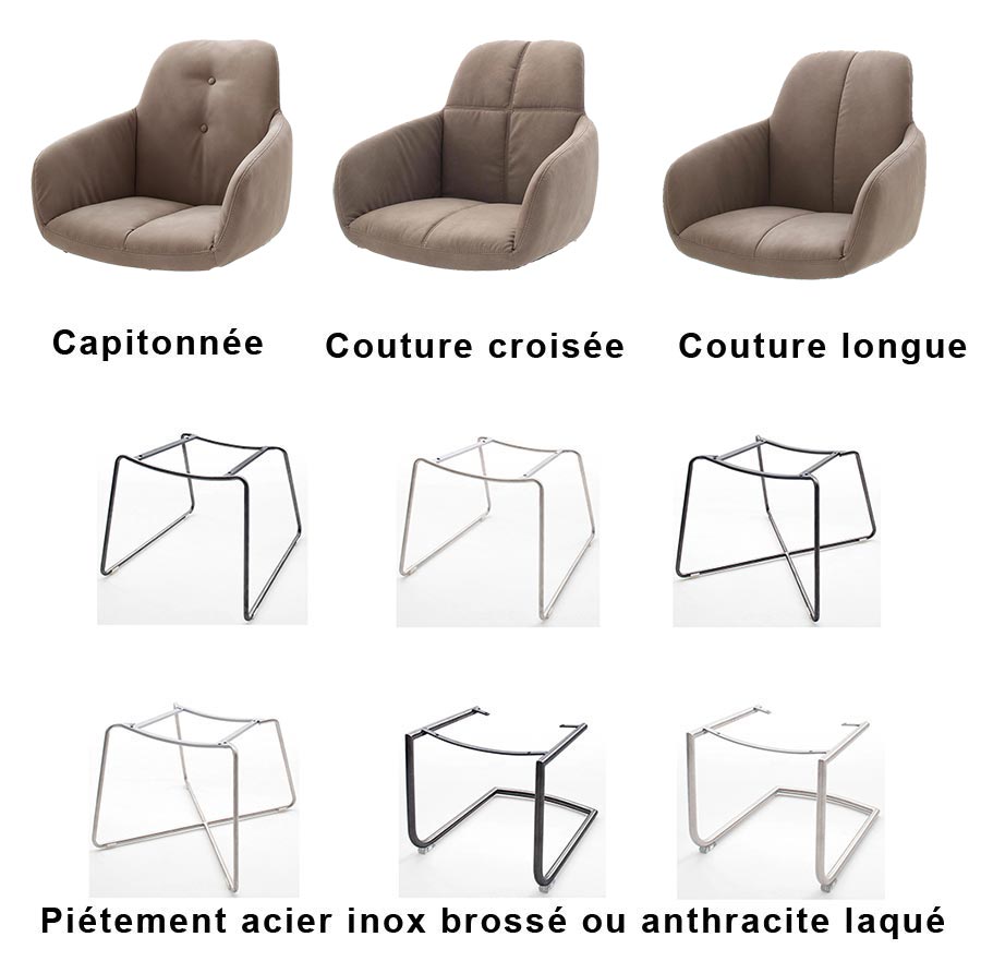 chaise avec accoudoirs marron