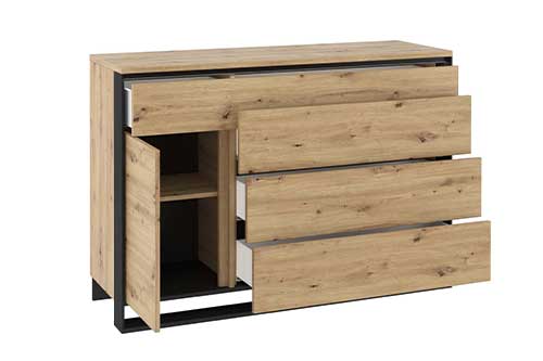 Commode à led 1 porte et 4 tiroirs industrielle
