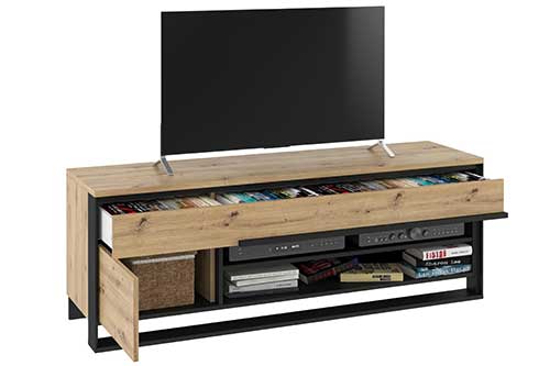 Meuble tv 155 cm style industriel avec rangement